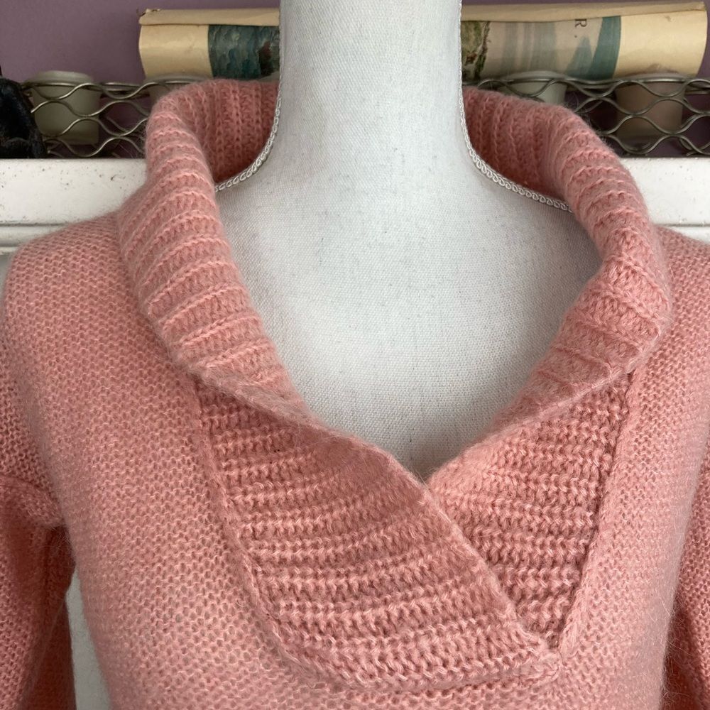 J.Crew oversized feminine shawl neck snuggly pink sweater 💕more like M - Picture 4 of 8